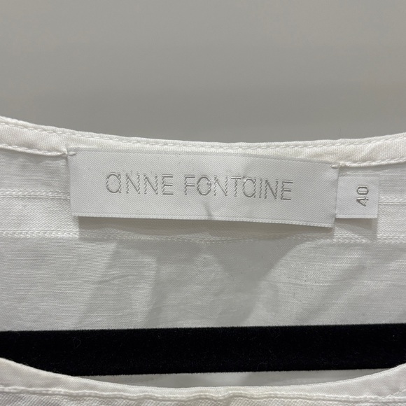 Anne Fontaine White stripe Top w/ bow sleeve detail side zip sz 40 US sz 6-8 - Picture 3 of 7